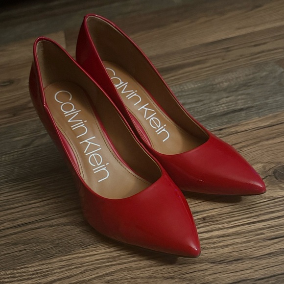 Calvin Klein Red Patent Heels - Picture 1 of 6